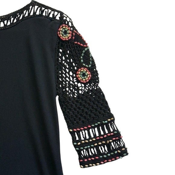 Joseph A’ Qu’est Black Embellished 3/4 Sleeve Blouse. Size M - Picture 3 of 13